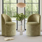 Fauteuil d'appoint pivotant en chenille moderne avec roulettes, fauteuil de salon roulant sans accoudoirs pour le salon, la chambre ou le bureau à domicile