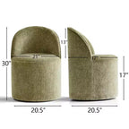 Fauteuil d'appoint pivotant en chenille moderne avec roulettes, fauteuil de salon roulant sans accoudoirs pour le salon, la chambre ou le bureau à domicile