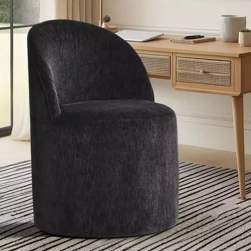 Fauteuil d'appoint pivotant en chenille moderne avec roulettes, fauteuil de salon roulant sans accoudoirs pour le salon, la chambre ou le bureau à domicile