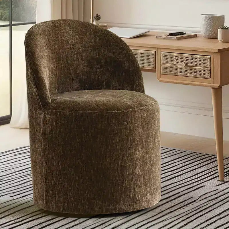 Fauteuil d'appoint pivotant en chenille moderne avec roulettes, fauteuil de salon roulant sans accoudoirs pour le salon, la chambre ou le bureau à domicile