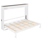 Lit escamotable Queen Size, Lit mural pliable avec prises de courant et ports USB pour chambre à coucher, petits appartements, gain de place