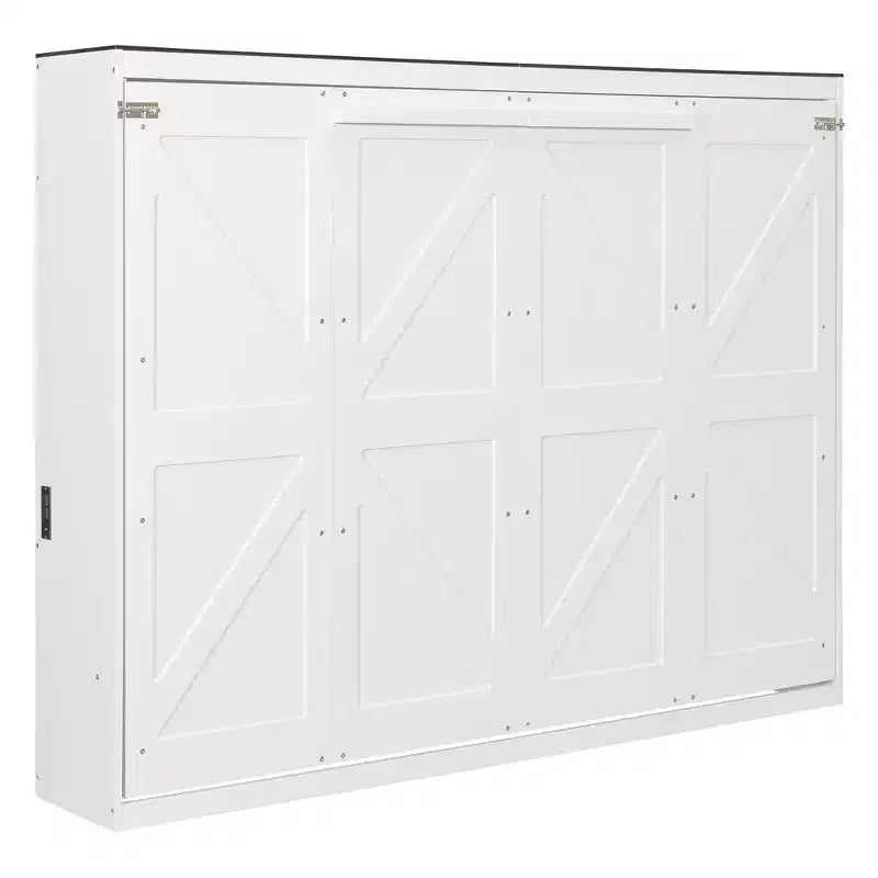 Lit escamotable Queen Size, Lit mural pliable avec prises de courant et ports USB pour chambre à coucher, petits appartements, gain de place