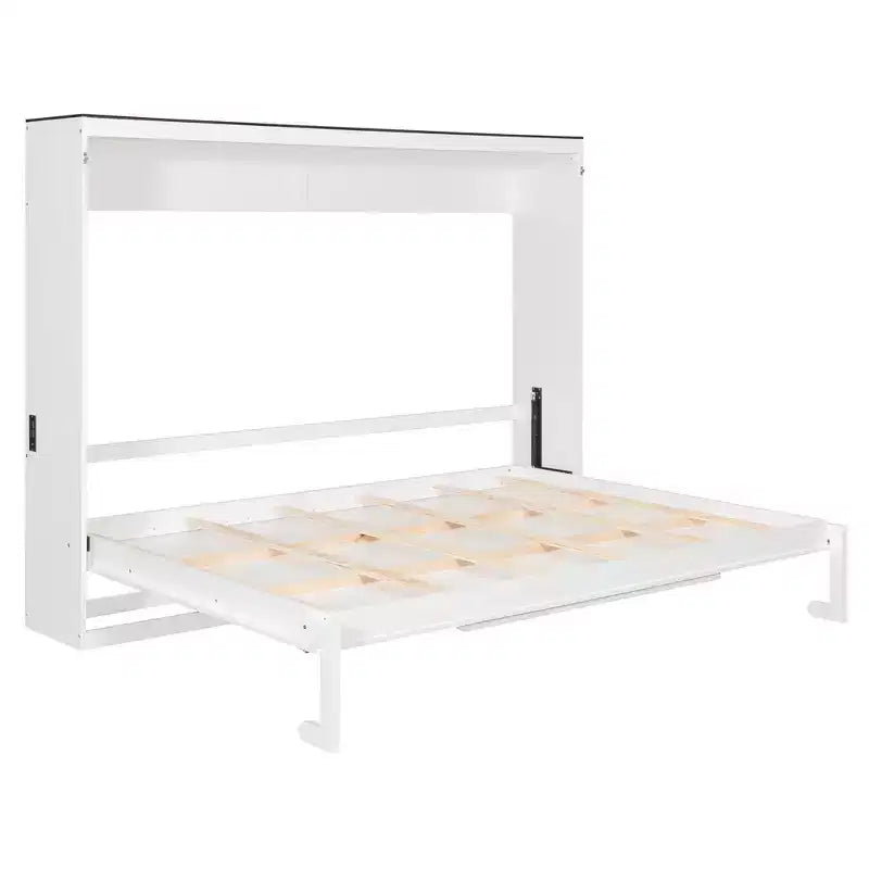 Lit escamotable Queen Size, Lit mural pliable avec prises de courant et ports USB pour chambre à coucher, petits appartements, gain de place