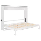 Lit escamotable Queen Size, Lit mural pliable avec prises de courant et ports USB pour chambre à coucher, petits appartements, gain de place