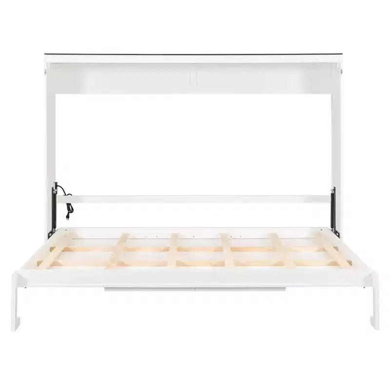 Lit escamotable Queen Size, Lit mural pliable avec prises de courant et ports USB pour chambre à coucher, petits appartements, gain de place