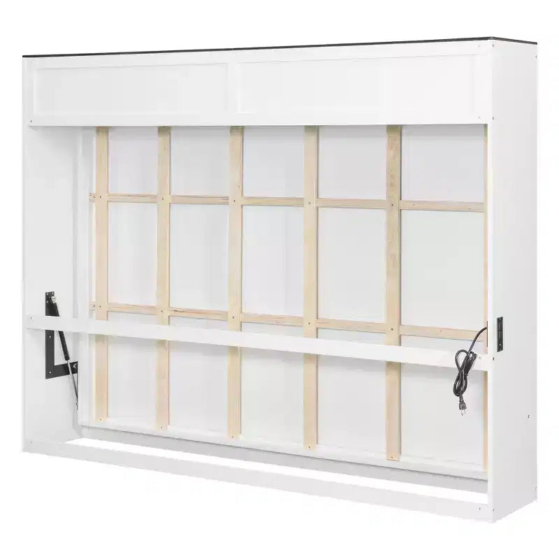 Lit escamotable Queen Size, Lit mural pliable avec prises de courant et ports USB pour chambre à coucher, petits appartements, gain de place