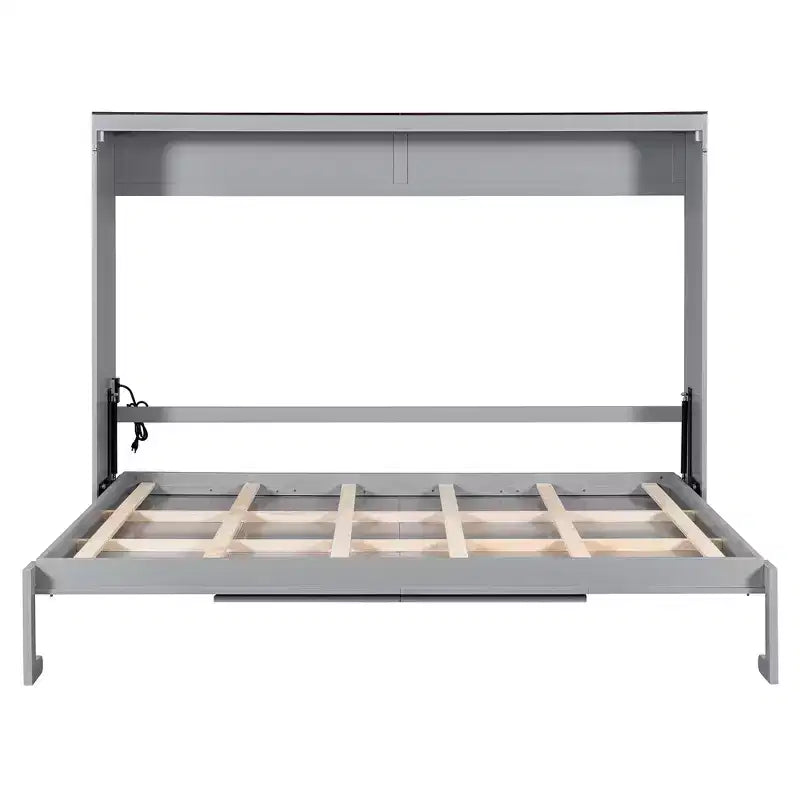 Lit escamotable Queen Size, Lit mural pliable avec prises de courant et ports USB pour chambre à coucher, petits appartements, gain de place