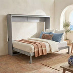 Queen Size Murphy Bed, Foldable Wall Bed with Power Outlets & USB Ports for Bedroom, Small Apartments, Space-Saving - ModernLuxe