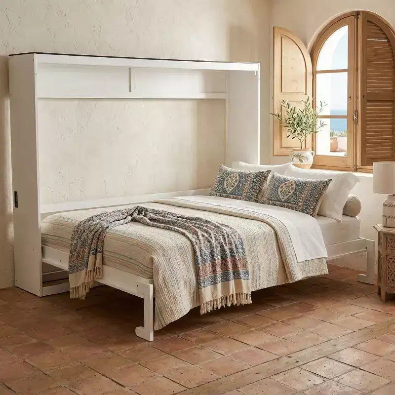 Lit escamotable Queen Size, Lit mural pliable avec prises de courant et ports USB pour chambre à coucher, petits appartements, gain de place
