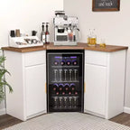 GDLF Corner Bar Cabinet with Fridge Space, Corner Coffee Bar Station for Home