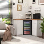 Meuble d'angle de bar avec espace pour réfrigérateur, Station de café d'angle pour la maison