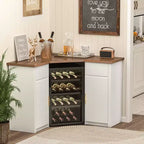 Meuble d'angle de bar avec espace pour réfrigérateur, Station de café d'angle pour la maison