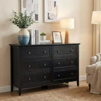 Karl Home 47 Inch Six Drawer Cabinet with Double Row Dual Handles Frame Design Melamine Finish