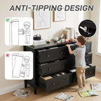 Meuble à six tiroirs de 47 pouces avec poignées doubles, design de cadre et finition mélaminée