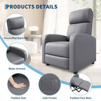 39.8 Fauteuil Inclinable pour Adultes, Fauteuil Relax Réglable en Cuir PU avec Dossier Haut, Poche Latérale, Siège Rembourré pour Salon et Home Cinéma