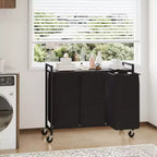 Trieur à linge avec roulettes et sacs amovibles, Chariot de rangement roulant à 3 bacs avec étagère pour chambre, salle de bain, dortoir, Panier à linge 33 peu encombrant