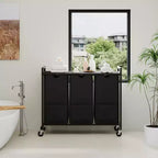 Trieur à linge avec roulettes et sacs amovibles, Chariot de rangement roulant à 3 bacs avec étagère pour chambre, salle de bain, dortoir, Panier à linge 33 peu encombrant