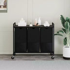 Trieur à linge avec roulettes et sacs amovibles, Chariot de rangement roulant à 3 bacs avec étagère pour chambre, salle de bain, dortoir, Panier à linge 33 peu encombrant