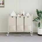 Trieur à linge avec roulettes et sacs amovibles, Chariot de rangement roulant à 3 bacs avec étagère pour chambre, salle de bain, dortoir, Panier à linge 33 peu encombrant