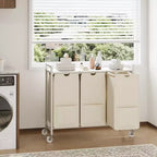Trieur à linge avec roulettes et sacs amovibles, Chariot de rangement roulant à 3 bacs avec étagère pour chambre, salle de bain, dortoir, Panier à linge 33 peu encombrant