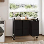 Trieur à linge avec roulettes et sacs amovibles, Chariot de rangement roulant à 3 bacs avec étagère pour chambre, salle de bain, dortoir, Panier à linge 33 peu encombrant