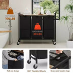 Trieur à linge avec roulettes et sacs amovibles, Chariot de rangement roulant à 3 bacs avec étagère pour chambre, salle de bain, dortoir, Panier à linge 33 peu encombrant