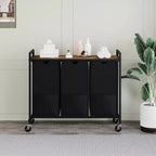 Trieur à linge avec roulettes et sacs amovibles, Chariot de rangement roulant à 3 bacs avec étagère pour chambre, salle de bain, dortoir, Panier à linge 33 peu encombrant
