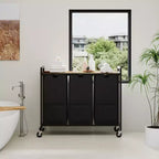 Trieur à linge avec roulettes et sacs amovibles, Chariot de rangement roulant à 3 bacs avec étagère pour chambre, salle de bain, dortoir, Panier à linge 33 peu encombrant