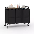 Laundry Sorter with Wheels and Removable Bags, 3-Bin Rolling Storage Cart with Shelf for Bedroom Bathroom Dorm, 33 Space-Saving Hamper
