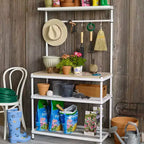 Étagère de rangement en métal avec plateau en bois pour garage et cuisine, 90 x 45 x 160 cm, blanc