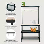 Étagère de rangement en métal avec plateau en bois pour garage et cuisine, 90 x 45 x 160 cm, blanc