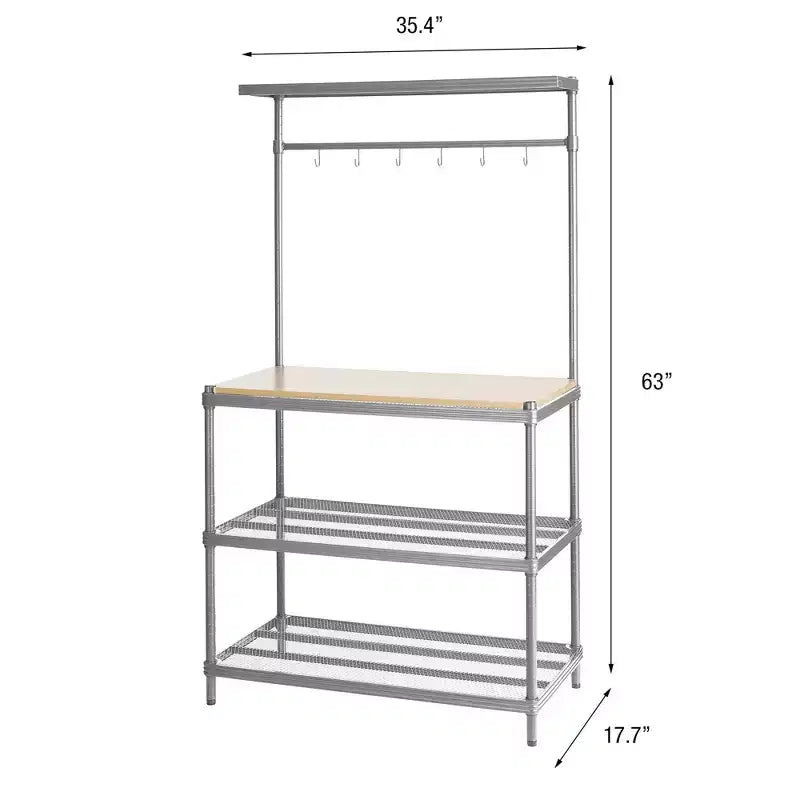Étagère de rangement en métal avec plateau en bois pour garage et cuisine, 90 x 45 x 160 cm, blanc