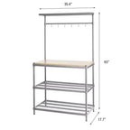 Étagère de rangement en métal avec plateau en bois pour garage et cuisine, 90 x 45 x 160 cm, blanc