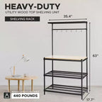 Étagère de rangement en métal avec plateau en bois pour garage et cuisine, 90 x 45 x 160 cm, blanc