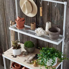 Étagère de rangement en métal avec plateau en bois pour garage et cuisine, 90 x 45 x 160 cm, blanc