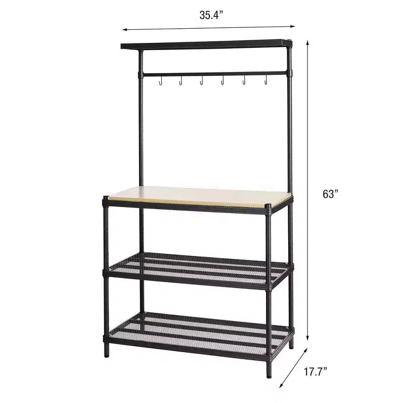 Étagère de rangement en métal avec plateau en bois pour garage et cuisine, 90 x 45 x 160 cm, blanc