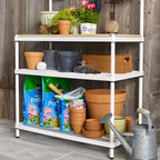 Étagère de rangement en métal avec plateau en bois pour garage et cuisine, 90 x 45 x 160 cm, blanc