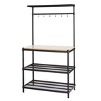 Design Ideas MeshWorks Metal Storage Utility Wood Top Shelving Unit Rack for Garage and Kitchen Storage, 35.4 x 17.7 x 63, White