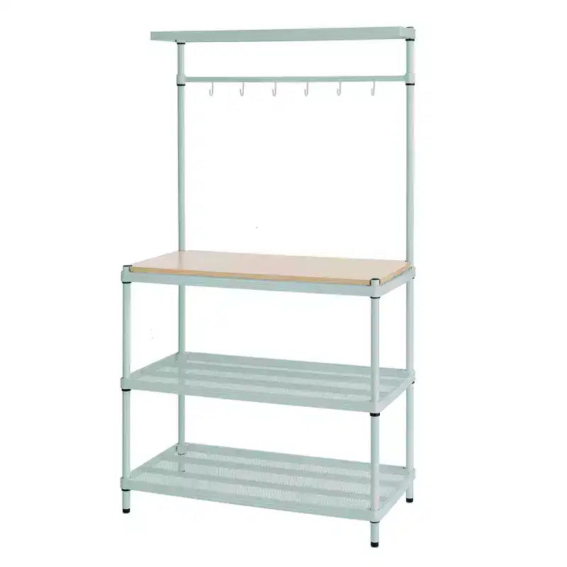 Étagère de rangement en métal avec plateau en bois pour garage et cuisine, 90 x 45 x 160 cm, blanc