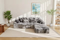 Canapé modulable 107,5, canapé sans accoudoirs en forme de L avec méridienne et coussin pour salon, gris