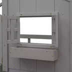 Lit mezzanine cabane de taille double, lit mezzanine cabane en bois avec échelle et barrières de sécurité pour enfants
