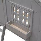 Lit mezzanine cabane de taille double, lit mezzanine cabane en bois avec échelle et barrières de sécurité pour enfants