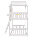 Lit mezzanine cabane de taille double, lit mezzanine cabane en bois avec échelle et barrières de sécurité pour enfants