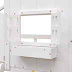 Lit mezzanine cabane de taille double, lit mezzanine cabane en bois avec échelle et barrières de sécurité pour enfants