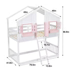 Lit mezzanine cabane de taille double, lit mezzanine cabane en bois avec échelle et barrières de sécurité pour enfants