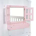 Lit mezzanine cabane de taille double, lit mezzanine cabane en bois avec échelle et barrières de sécurité pour enfants