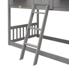 Lit mezzanine cabane de taille double, lit mezzanine cabane en bois avec échelle et barrières de sécurité pour enfants