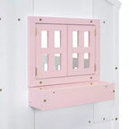Lit mezzanine cabane de taille double, lit mezzanine cabane en bois avec échelle et barrières de sécurité pour enfants
