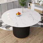Table à manger ronde moderne en faux marbre de 46 pouces
