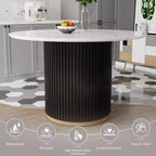 Table à manger ronde moderne en faux marbre de 46 pouces